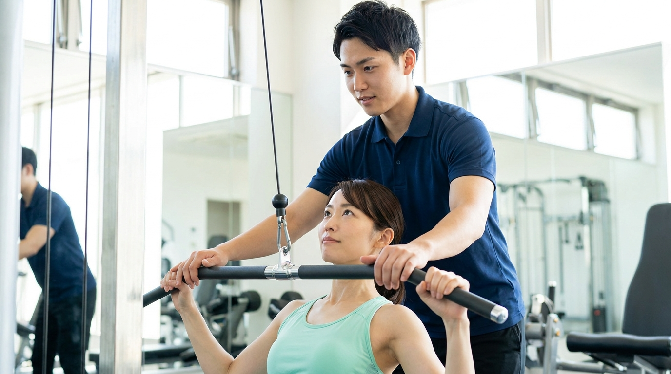 トレーナーによるフォーム確認の様子